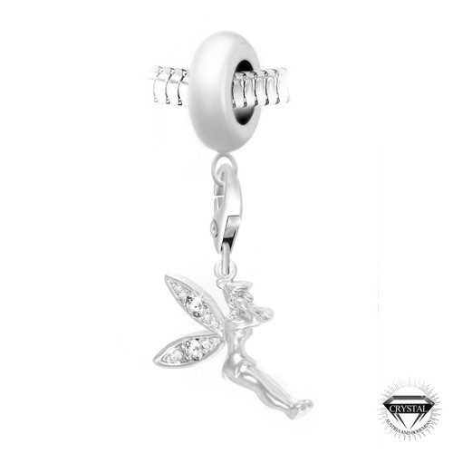Charm perle fée par SC Crystal Paris® orné de cristaux Swarovski par SC Crystal BEA0044+CH0167-ARGENT-BLANC