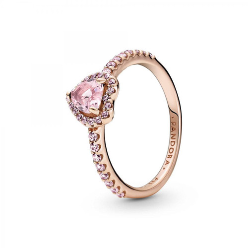 Pandora - Bague Cœur Surélevé & cristal rose Pandora Timeless - Promos montre et bijoux pas cher