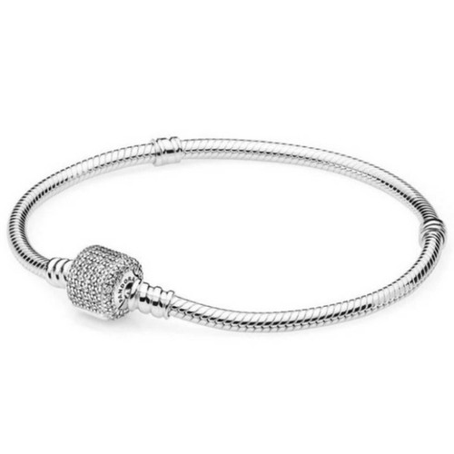 Pandora - Bracelet Pandora Moments Maille Serpent Fermoir Pavé Scintillant - Bracelet en argent