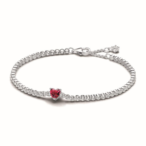 Pandora - Bracelet Rivière Cœur Scintillant Rouge - Bracelet en Promo